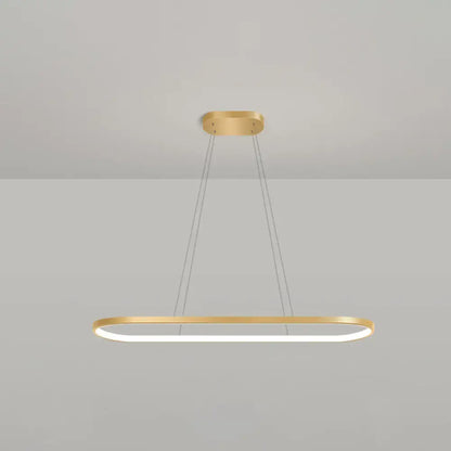 Modern gold oblong led pendant light fixture for dining room