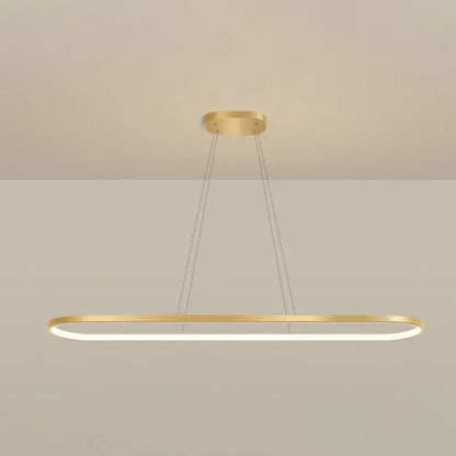 Modern gold oblong led pendant light fixture for dining room