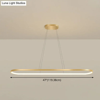 Modern gold oblong led pendant light fixture for dining room