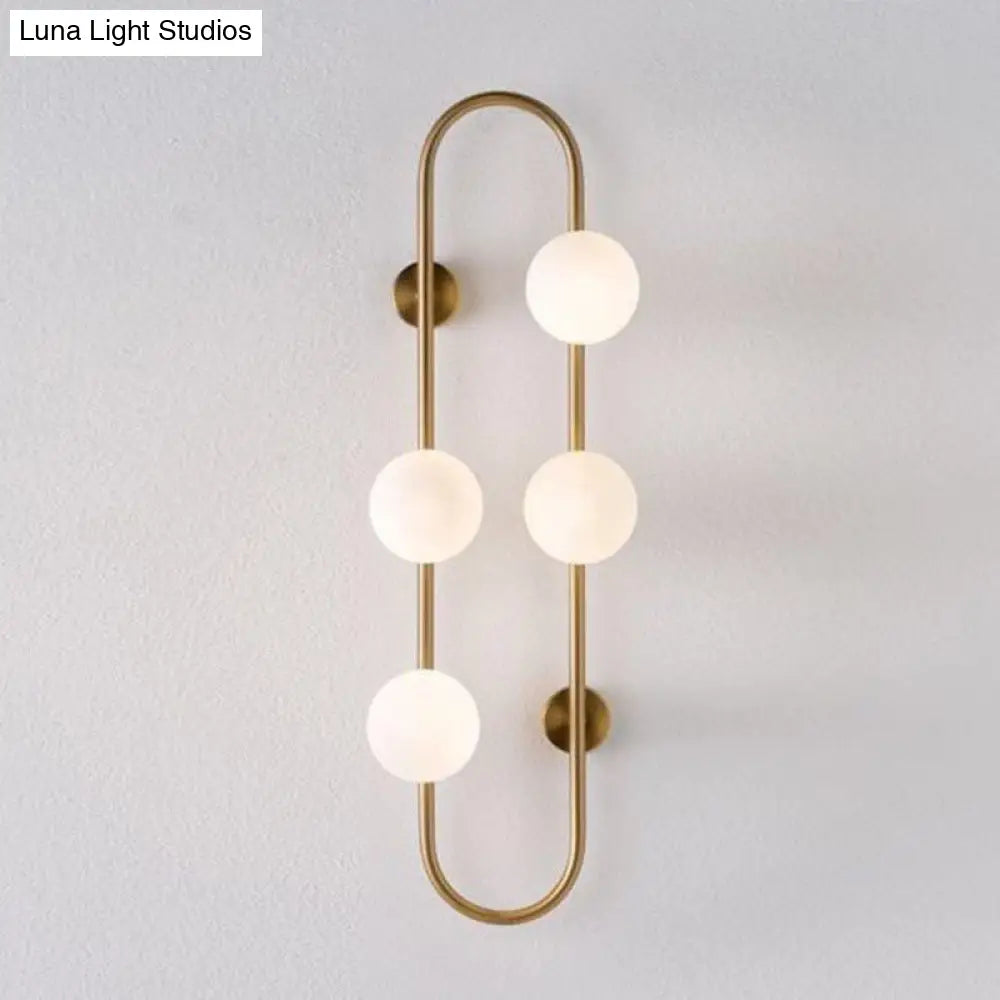 DecorBites™ Modern Gold Oblong Sconce Wall Light with 4-Metal Heads and Milky Glass Shade