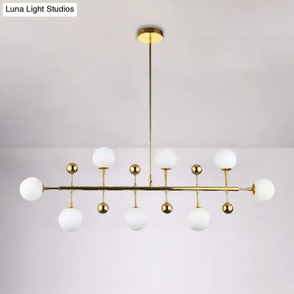 Modern gold opal glass linear ceiling pendant dining room fixture