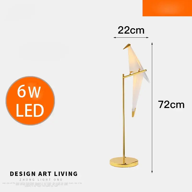 Modern gold origami bird floor lamp living room reading light