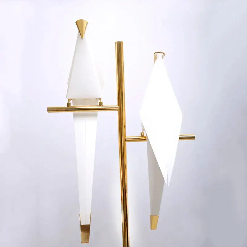 Modern gold origami bird floor lamp living room reading light