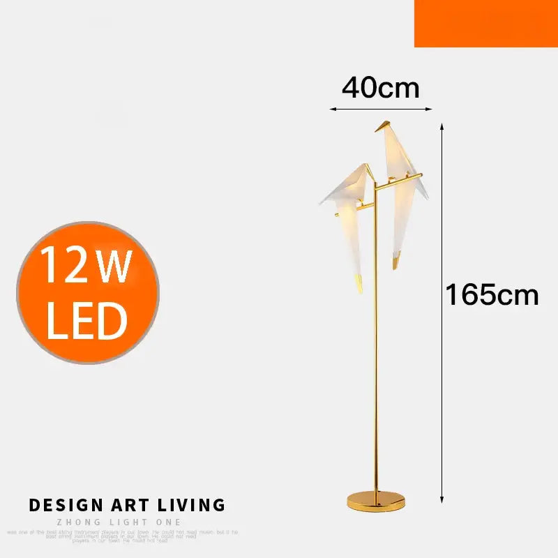 Modern gold origami bird floor lamp living room reading light