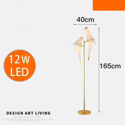 Modern gold origami bird floor lamp living room reading light