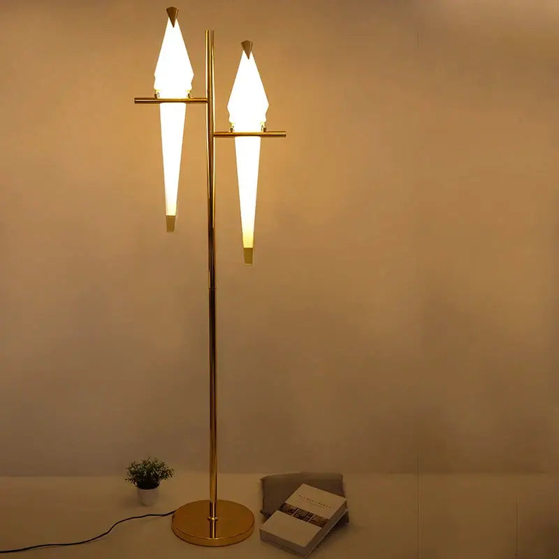 Modern gold origami bird floor lamp living room reading light