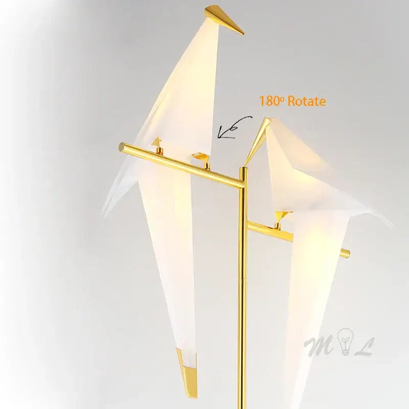 Modern gold origami bird floor lamp living room reading light