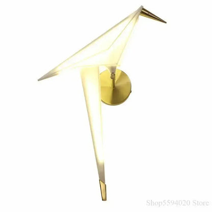 Modern gold origami bird led wall lamp for bedroom living room