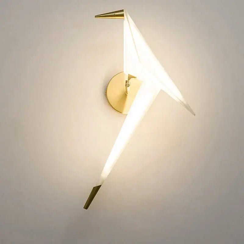 Modern gold origami bird led wall lamp for bedroom