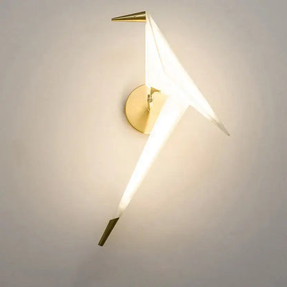 Modern gold origami bird led wall lamp for bedroom