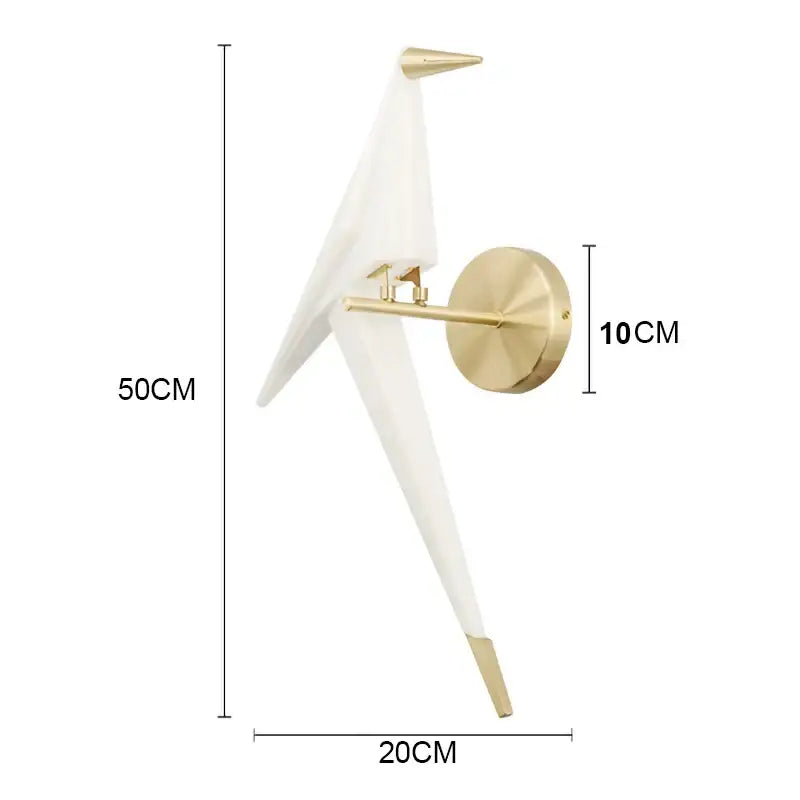 Modern gold origami bird led wall lamp for bedroom