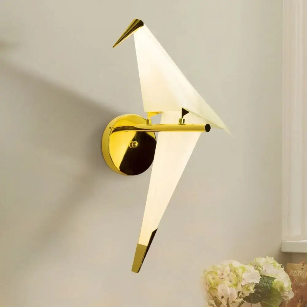 Modern gold origami bird led wall sconce bedroom lighting fixture
