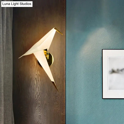Modern gold origami bird led wall sconce bedroom lighting fixture