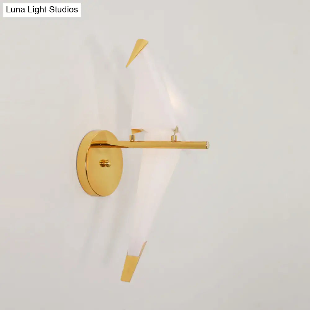 Modern gold origami bird led wall sconce bedroom lighting fixture