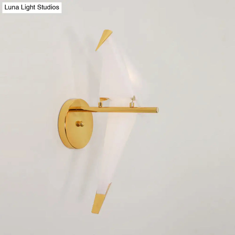 Modern gold origami bird led wall sconce bedroom lighting fixture