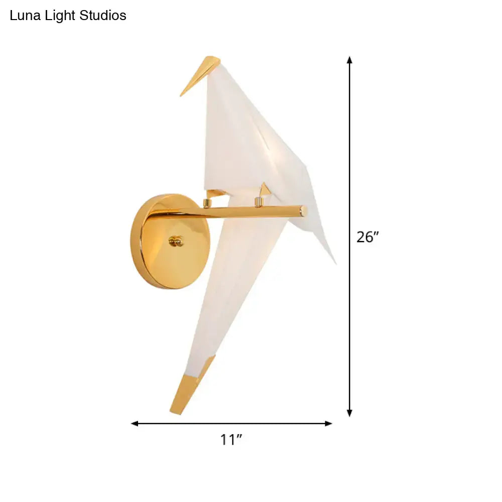 Modern gold origami bird led wall sconce bedroom lighting fixture