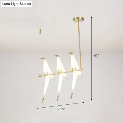 Modern gold origami bird pendant light for dining room decor