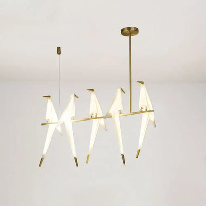 Modern gold origami bird pendant light for dining room decor