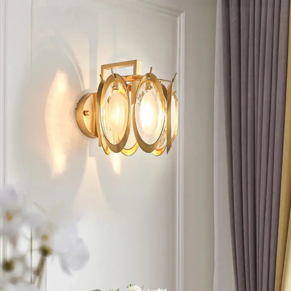 Modern gold oval crystal wall light – living room light fixture