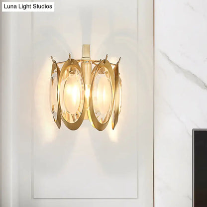 Modern gold oval crystal wall light – living room light fixture
