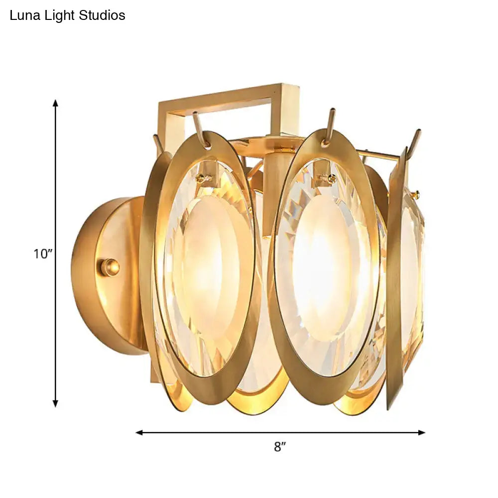 Modern gold oval crystal wall light – living room light fixture