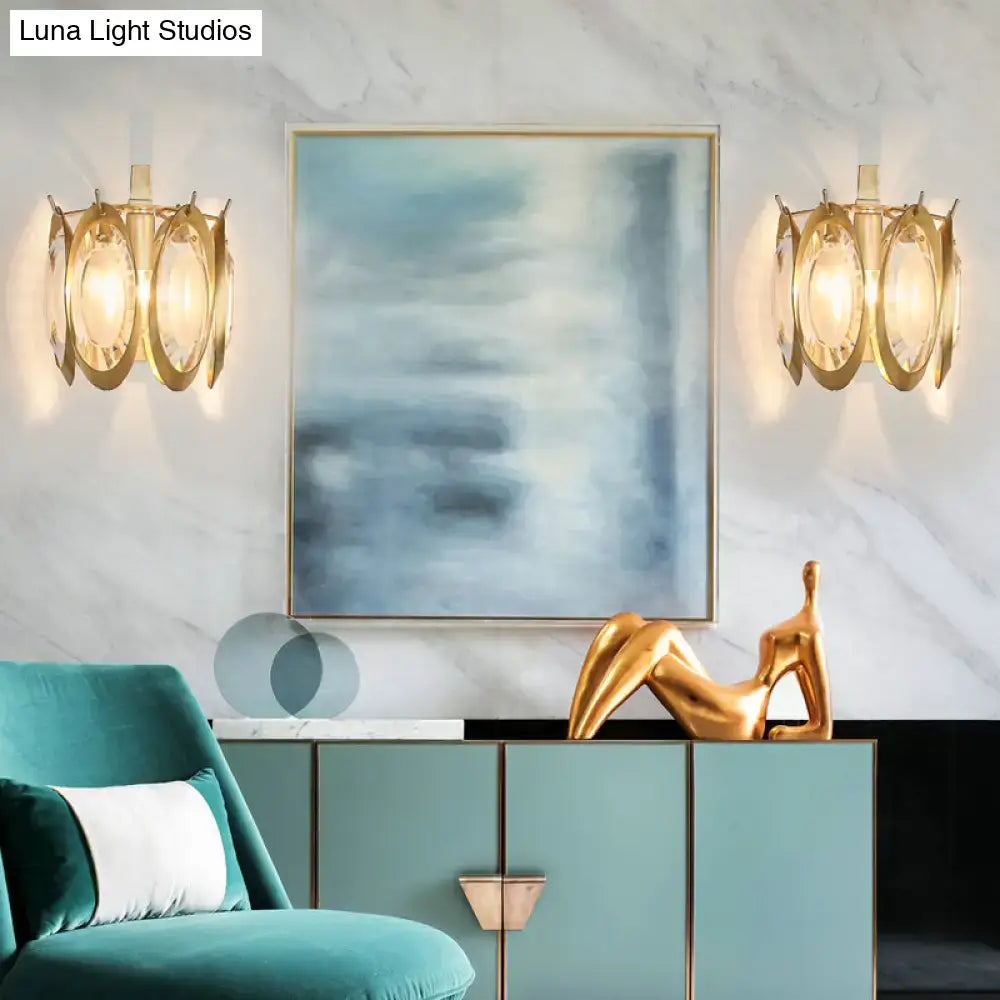 Modern gold oval crystal wall light – living room light fixture
