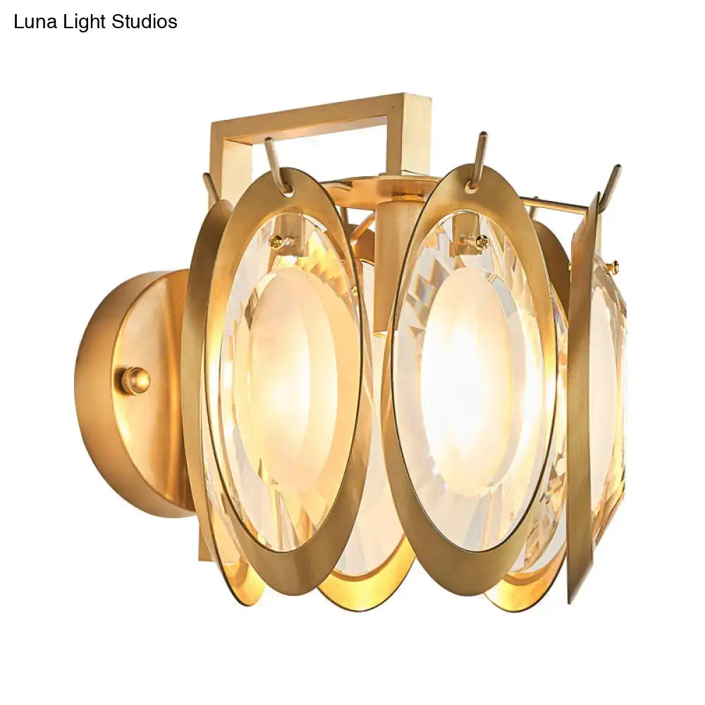 Modern gold oval crystal wall light – living room light fixture