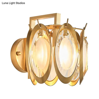 Modern gold oval crystal wall light – living room light fixture