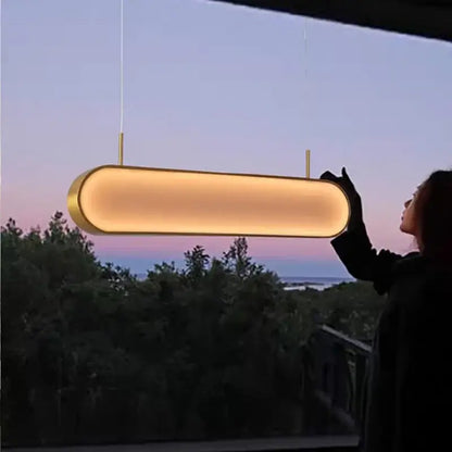 Modern gold oval led sunset chandelier dining room light