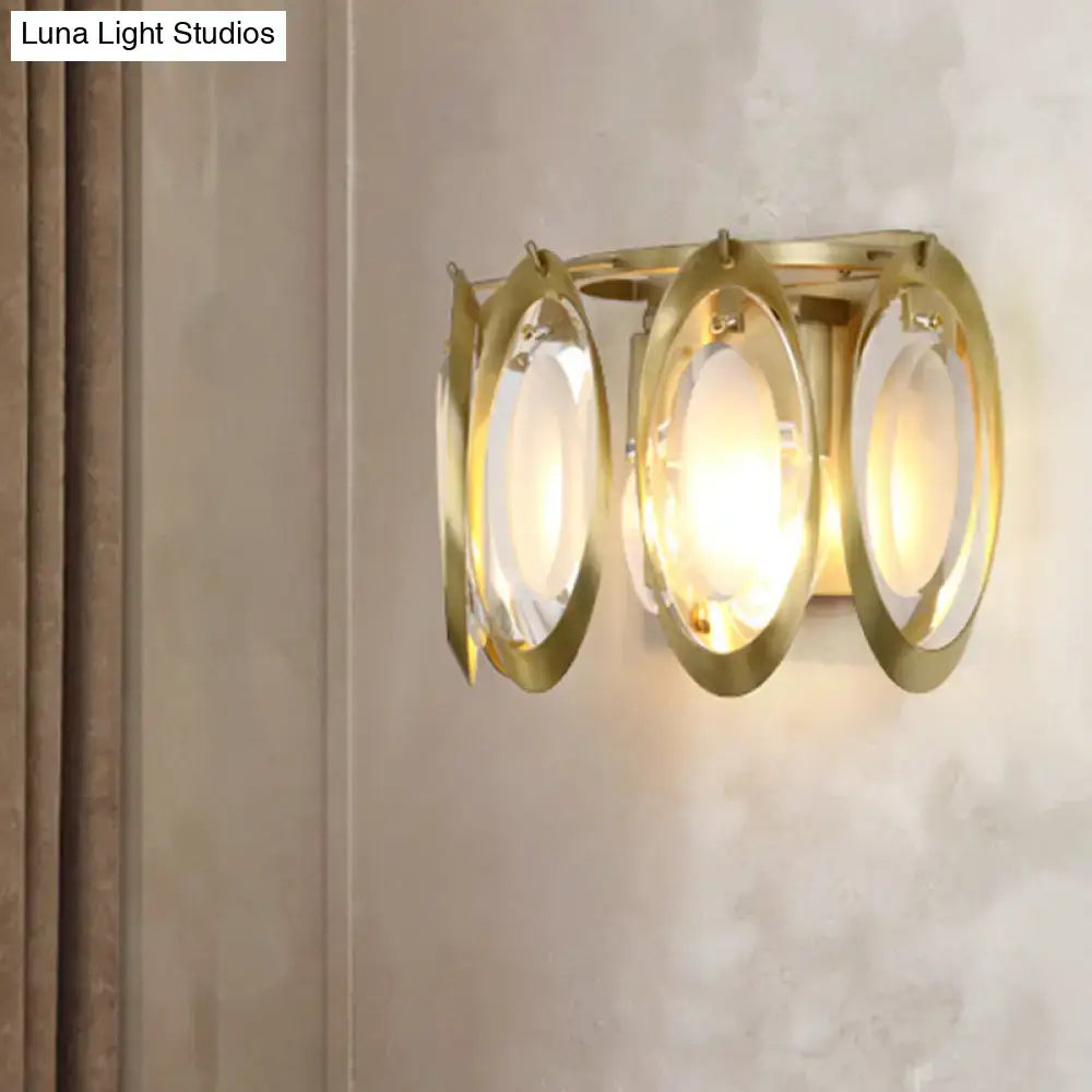 Modern gold oval sconce light living room glass wall fixture