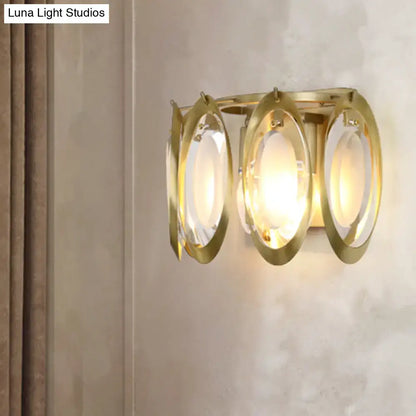 Modern gold oval sconce light living room glass wall fixture