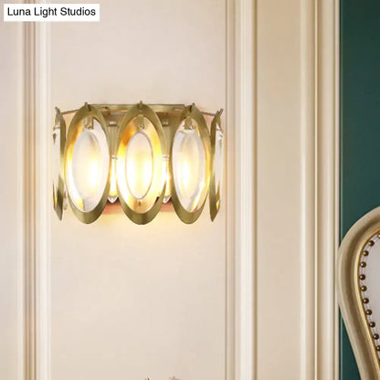 Modern gold oval sconce light living room glass wall fixture
