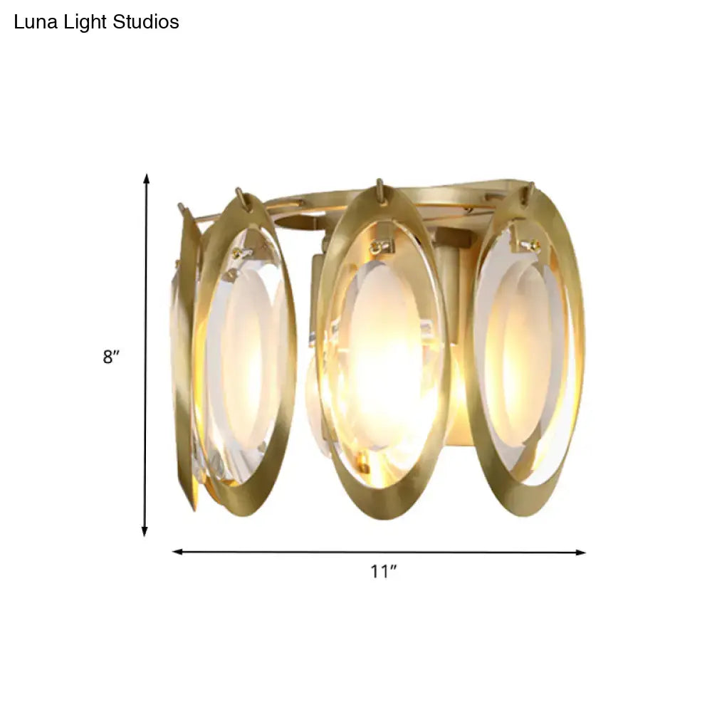 Modern gold oval sconce light living room glass wall fixture