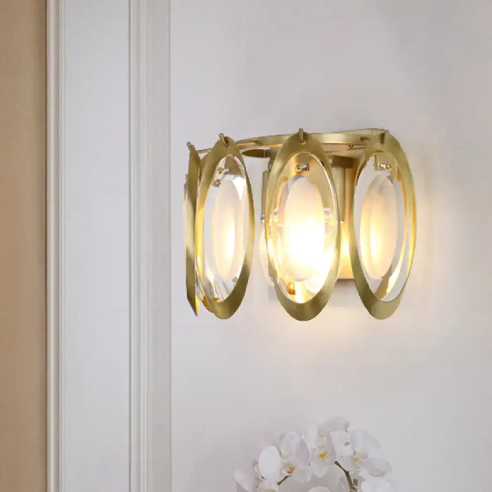 Modern gold oval sconce light living room glass wall fixture