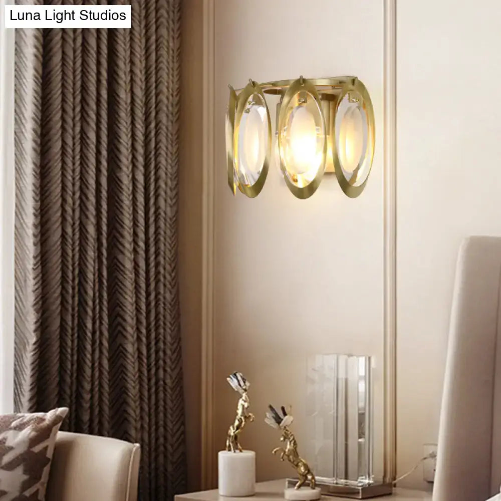 Modern gold oval sconce light living room glass wall fixture