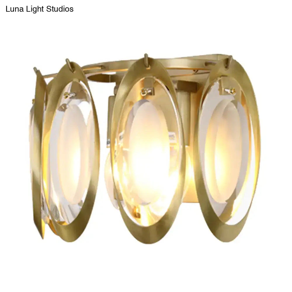 Modern gold oval sconce light living room glass wall fixture