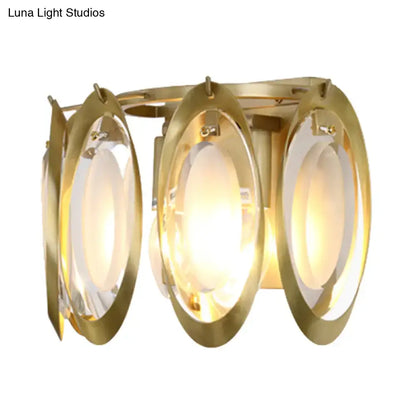 Modern gold oval sconce light living room glass wall fixture