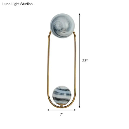 Modern gold oval wall sconce light fixture living room marble shades