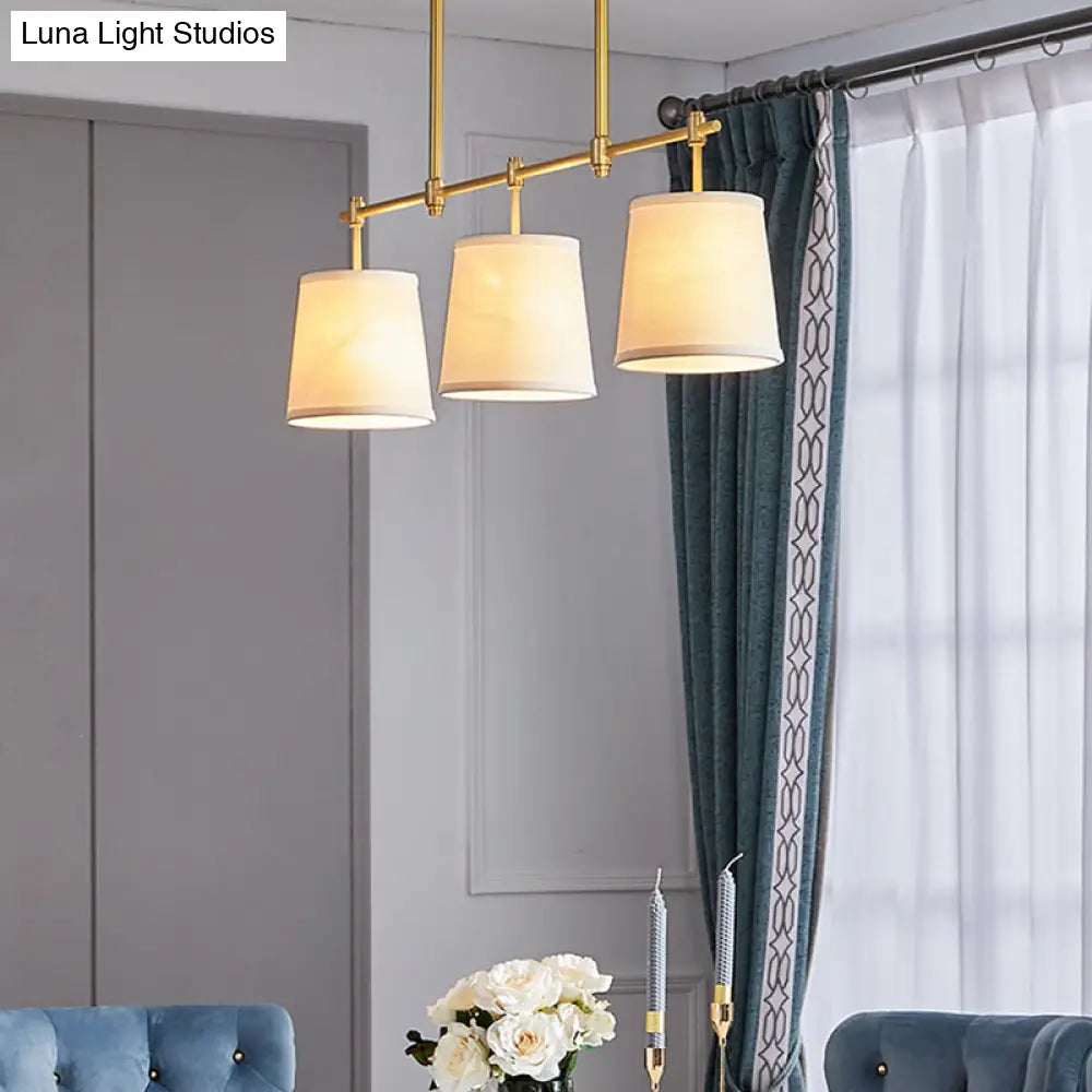 DecorBites™ Modern Gold Pendant Lamp with 3-Lights & Cone Fabric Shade - Perfect for Dining Rooms, Island Lighting