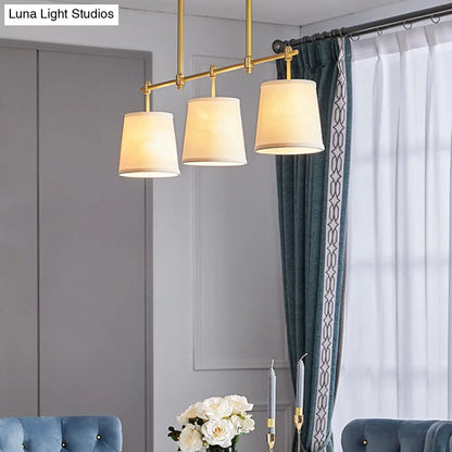 DecorBites™ Modern Gold Pendant Lamp with 3-Lights & Cone Fabric Shade - Perfect for Dining Rooms, Island Lighting