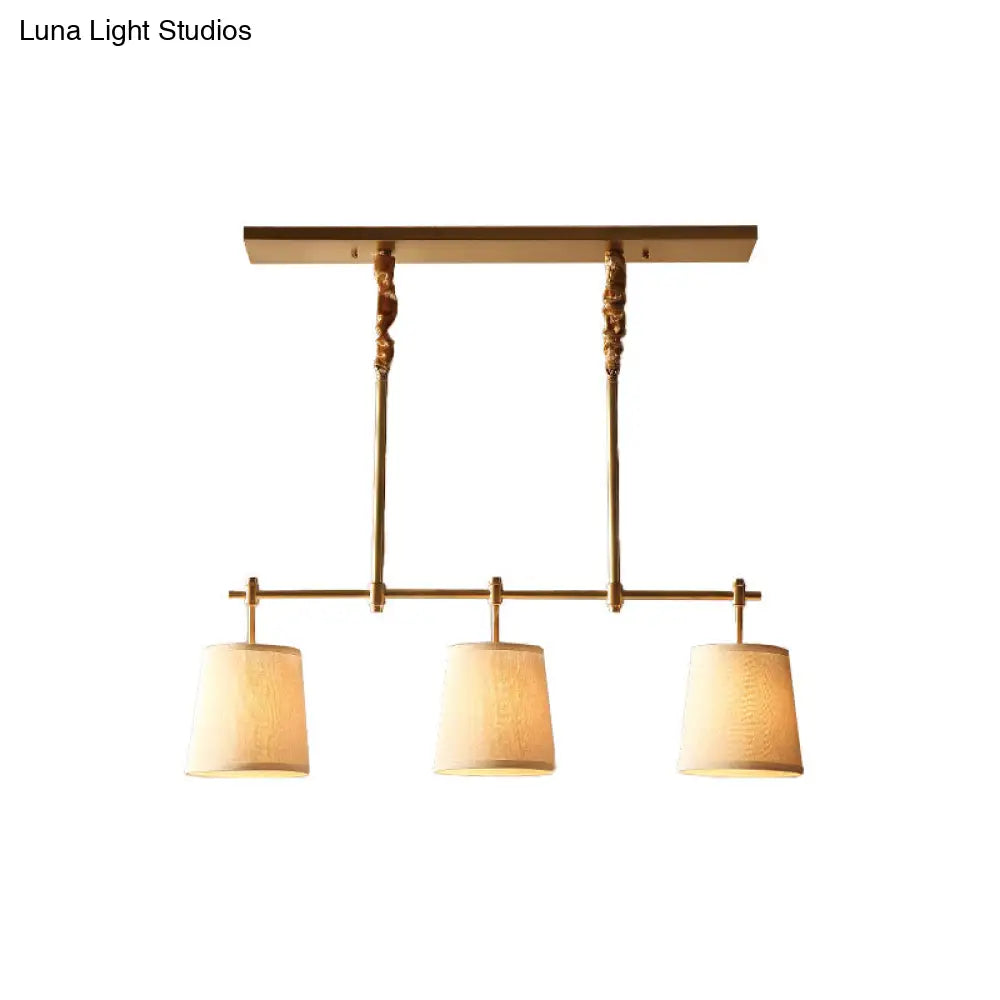 DecorBites™ Modern Gold Pendant Lamp with 3-Lights & Cone Fabric Shade - Perfect for Dining Rooms, Island Lighting