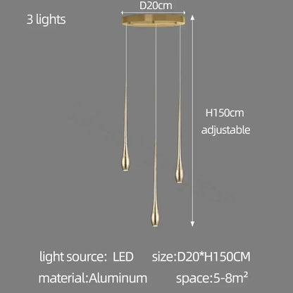 Modern gold plated modern chandeliers living room teardrop pendant