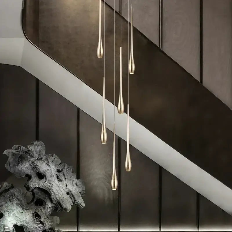 Modern gold plated modern chandeliers living room teardrop pendant