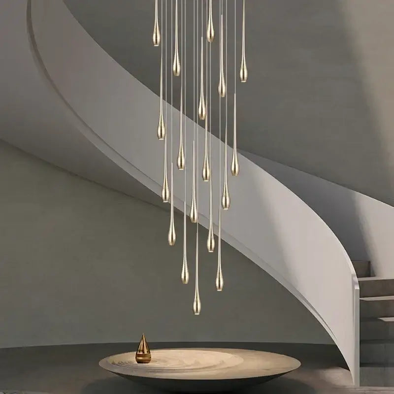 Modern gold plated modern chandeliers living room teardrop pendant