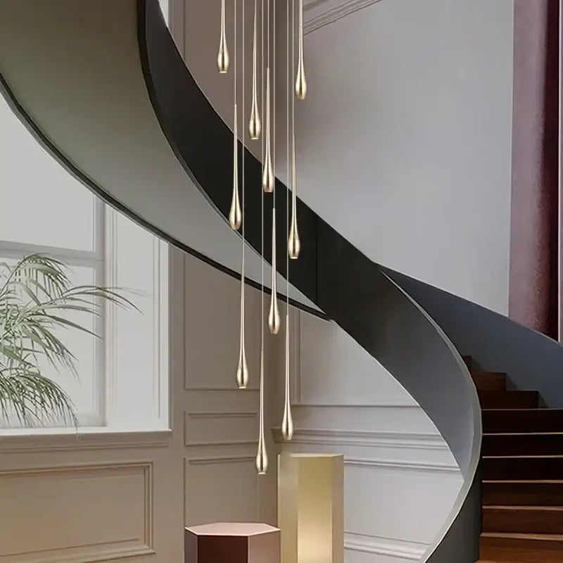 Modern gold plated modern chandeliers living room teardrop pendant