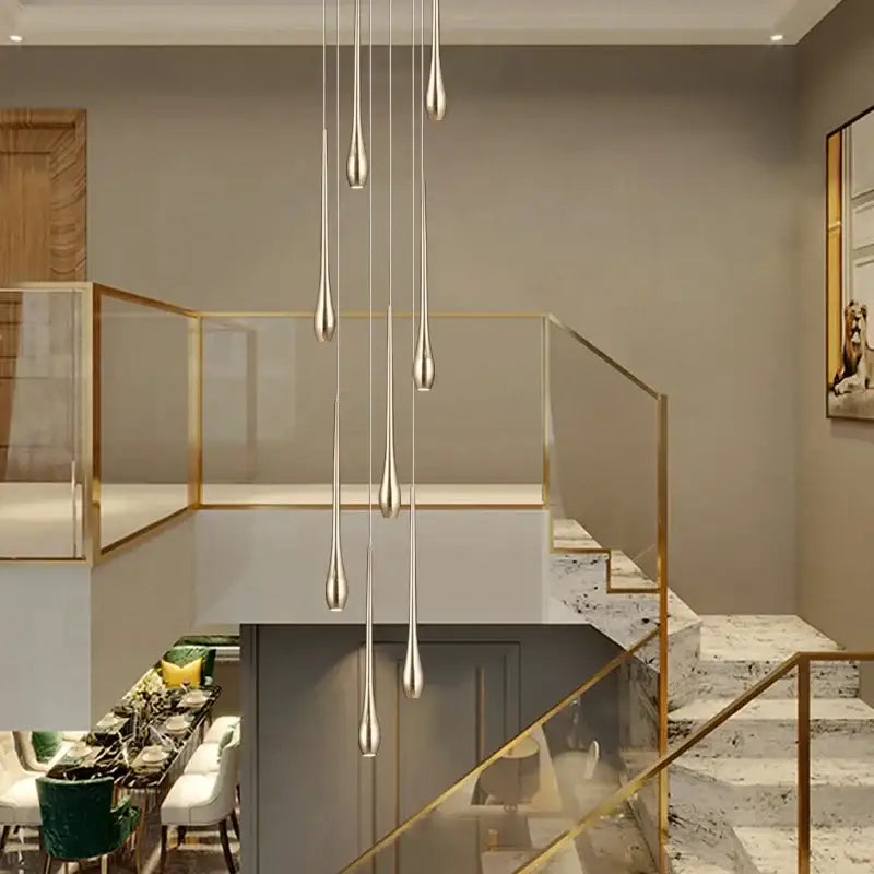 Modern gold plated modern chandeliers living room teardrop pendant