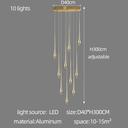 Modern gold plated modern chandeliers living room teardrop pendant