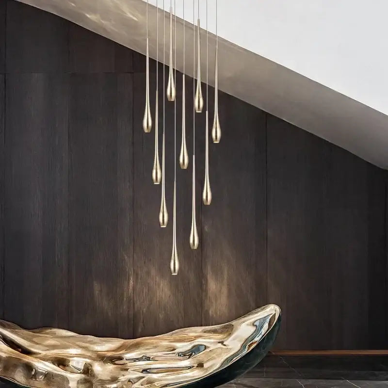 Modern gold plated modern chandeliers living room teardrop pendant