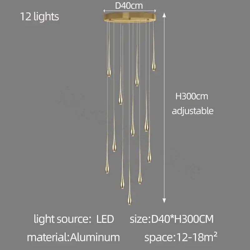 Modern gold plated modern chandeliers living room teardrop pendant