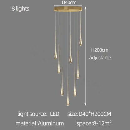 Modern gold plated modern chandeliers living room teardrop pendant